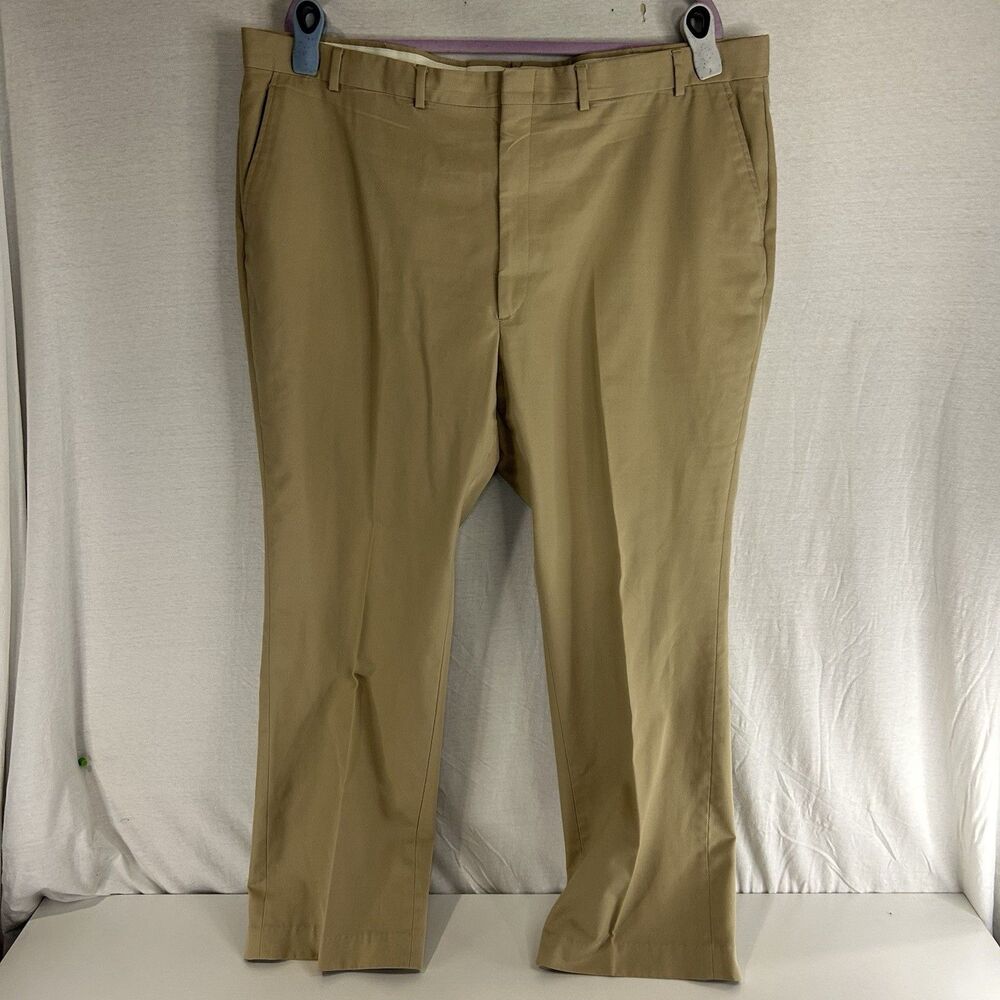 Vintage LL Bean Pants Mens 43x29 Khaki Pleated Front Classic Chino USA